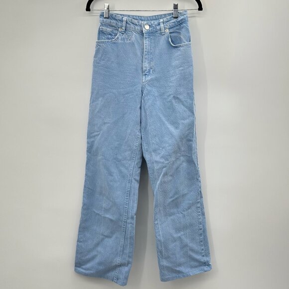 Zara Light Blue Ultra High Rise Wide-Leg Denim Jeans Size 24 - Picture 1 of 4
